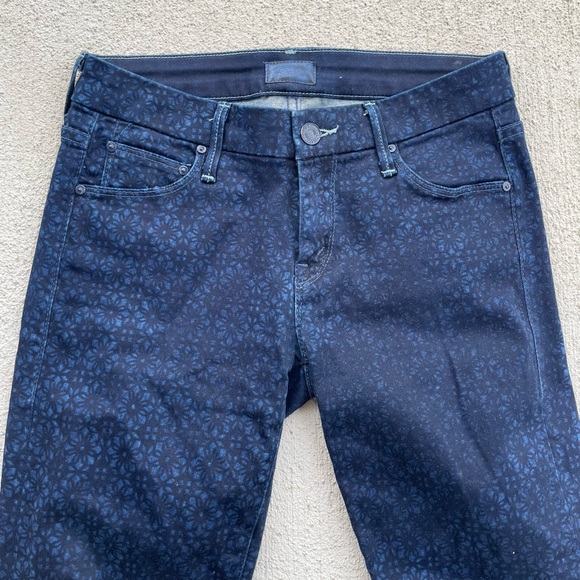 MOTHER The Looker Skinny Jeans Size 25 Blue Floral Print Made in USA boho - Picture 3 of 9